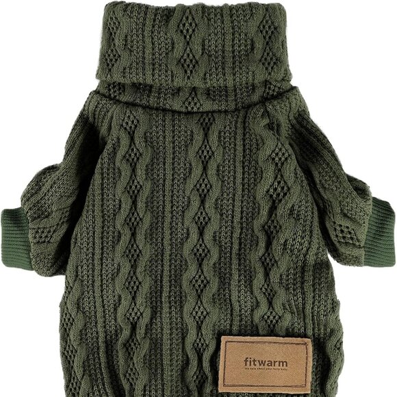 Fitwarm Green Turtleneck Knitted Dog Sweaters Winter Pet Coats Cat Small - Picture 3 of 8